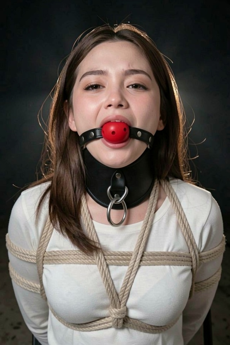 image 1 woman,  image 2 ballgag,  Image 3 posture collar on Tensor.Art