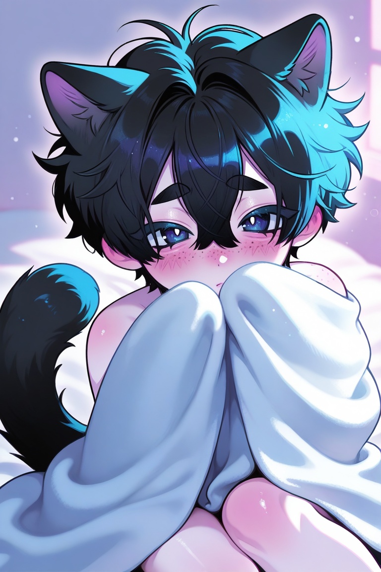 (soft colors,  colored outlines),  little blush on Tensor.Art