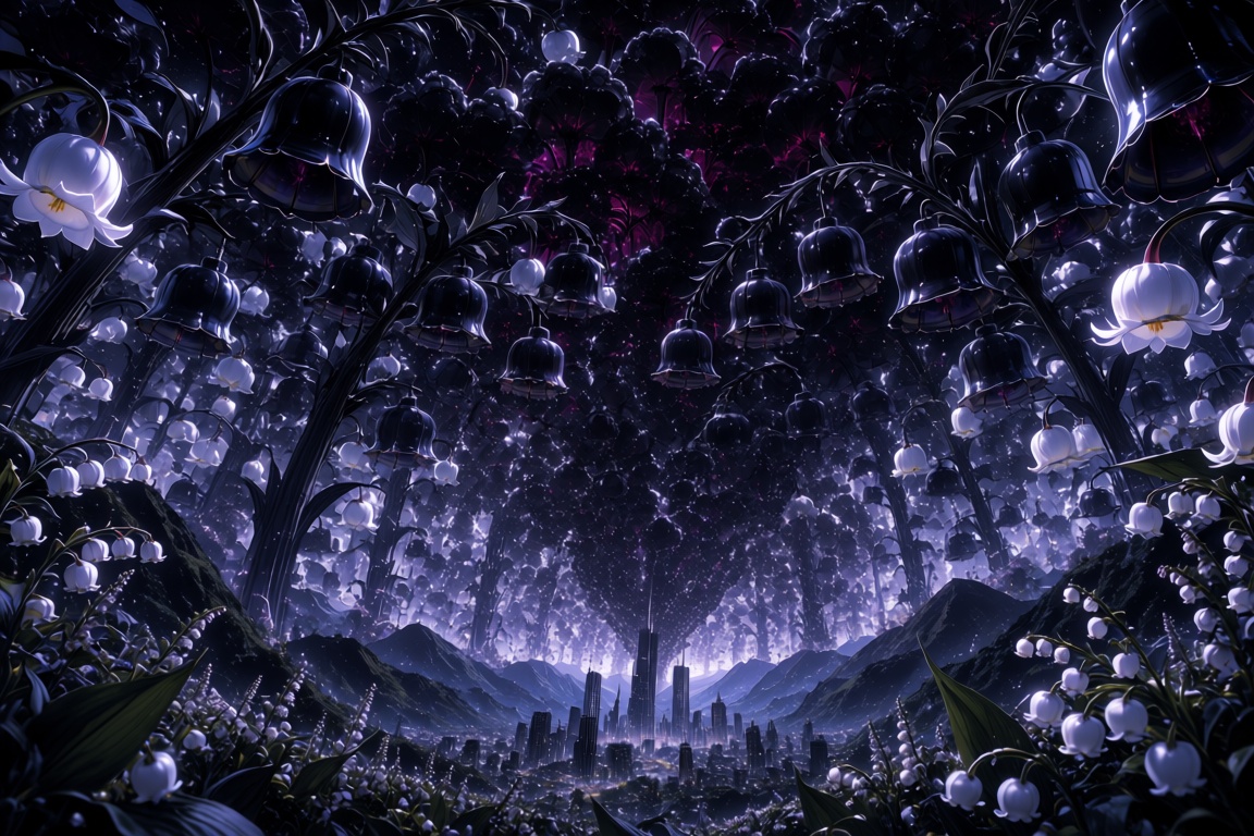An extreme wide-angle environmental sci-fi fantasy anime shot. The world is completely dominated and swallowed by a majest...