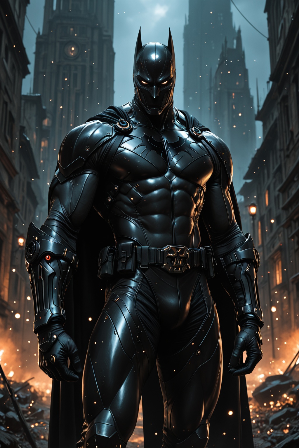 ......... ,  "Hyper-detailed,  full-body portrait of Batman in advanced tactical armor on Tensor.Art