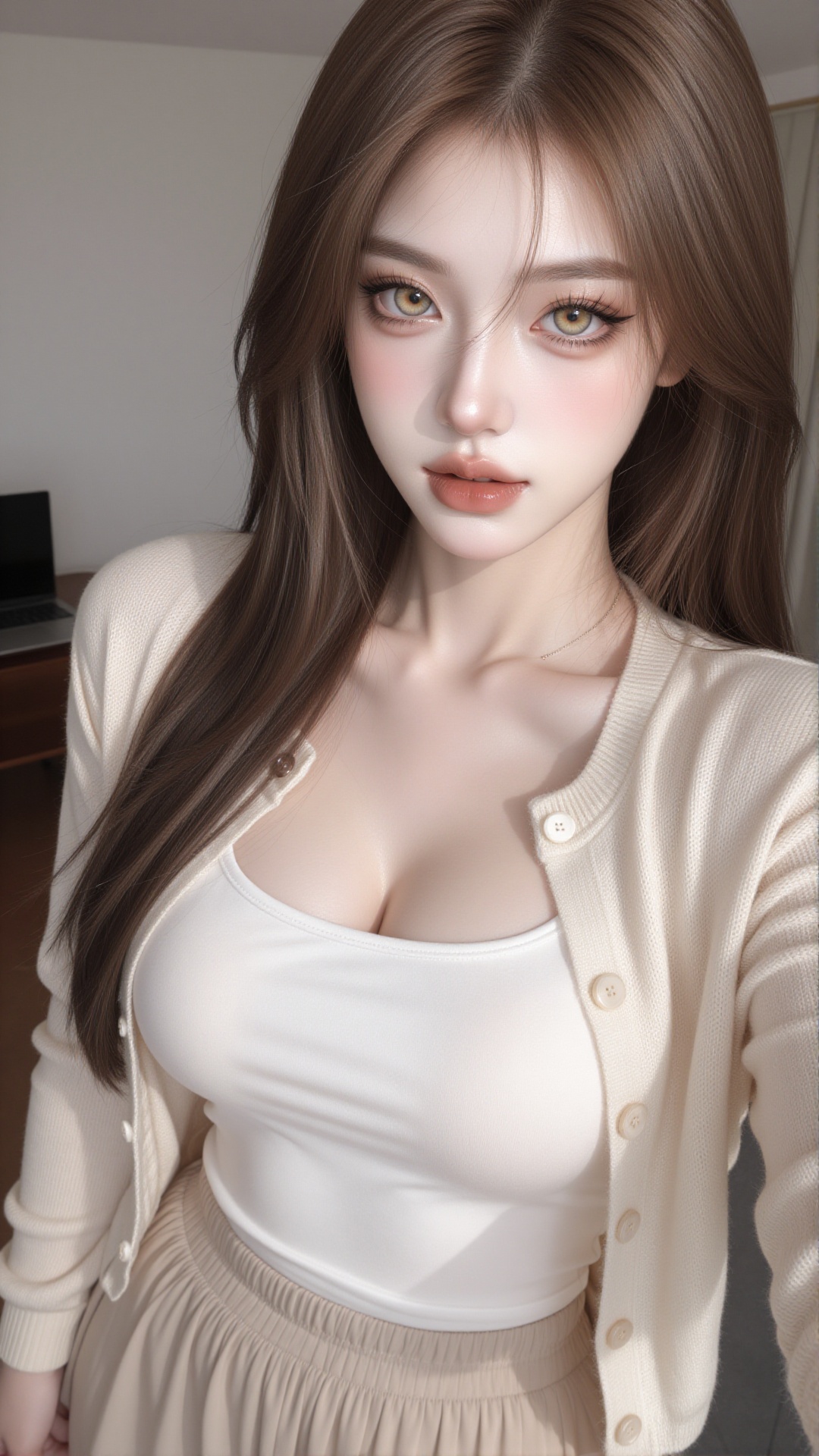 1girl,  solo,  medium ash brown straight hair on Tensor.Art