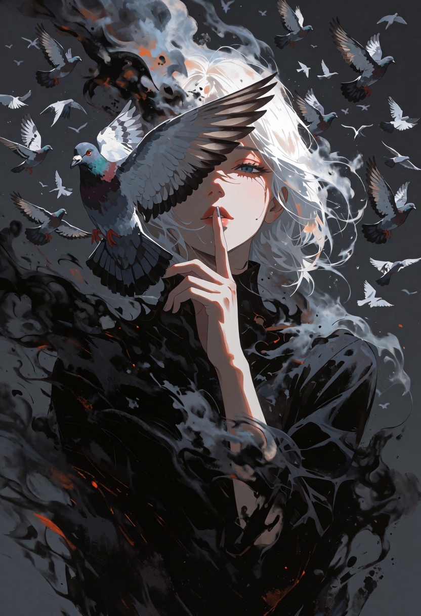 Anime cinematic Acrylic style painting that is expressive,  gives it a dynamic and emotional quality. Anime art of a styli...