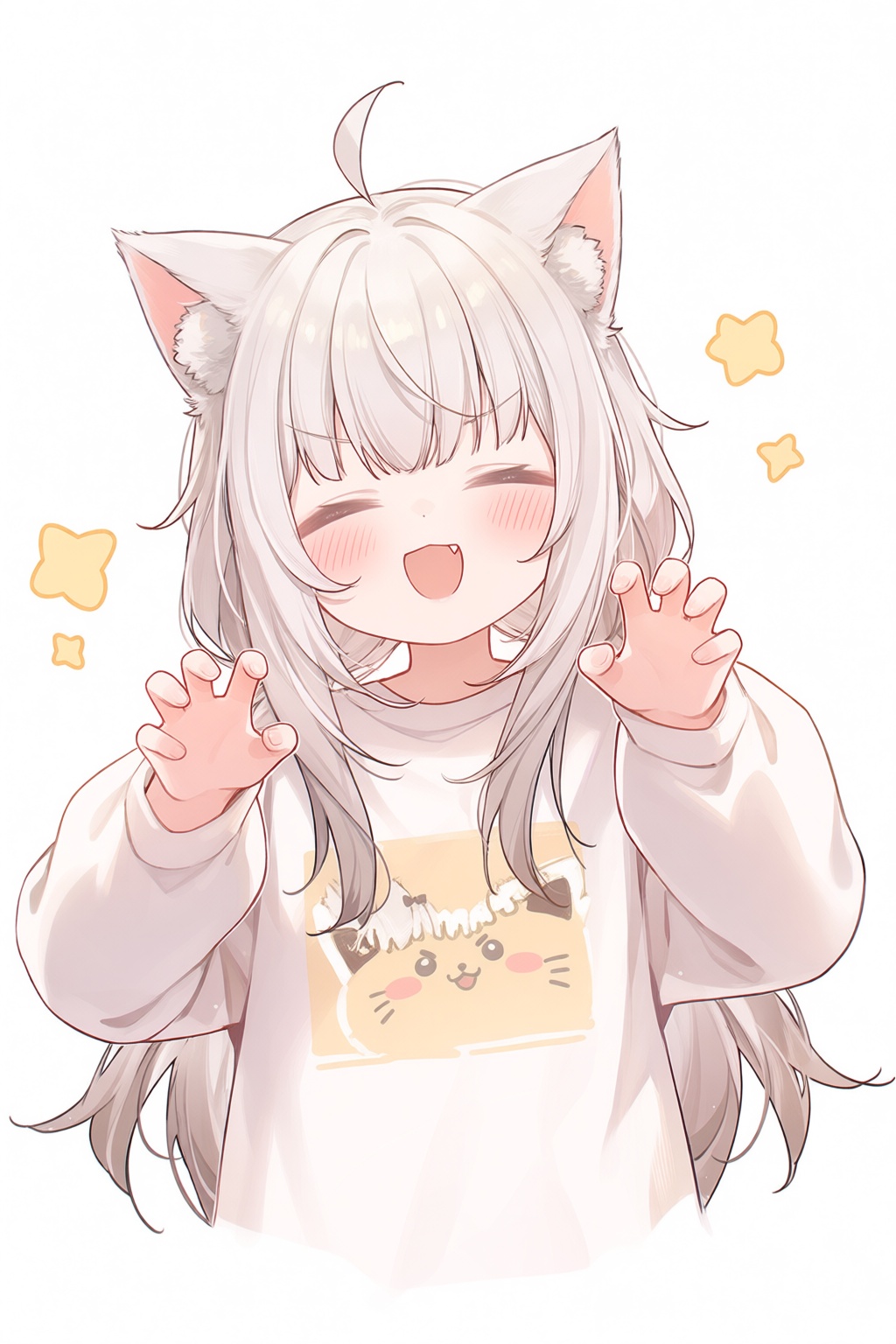 1girl,  animal ears,  white hair on Tensor.Art