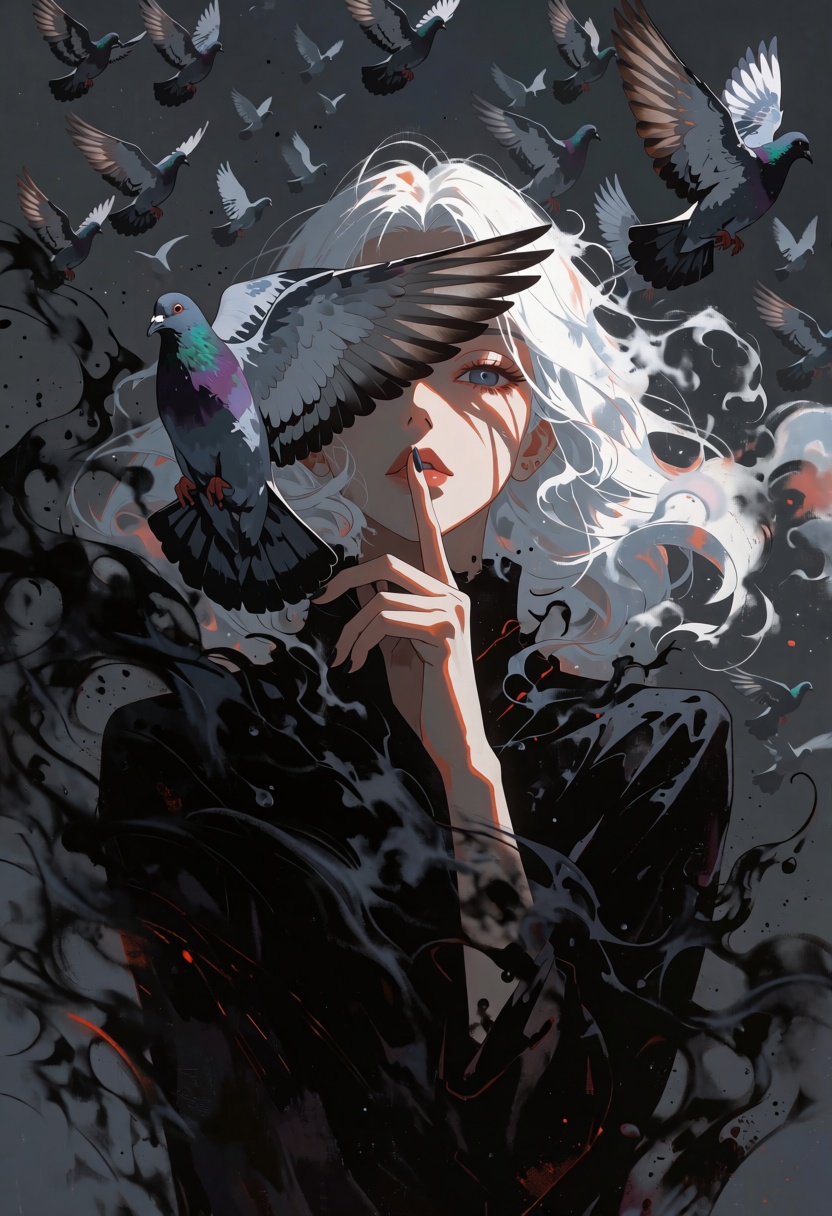 Anime cinematic Acrylic style painting that is expressive,  gives it a dynamic and emotional quality. Anime art of a styli...