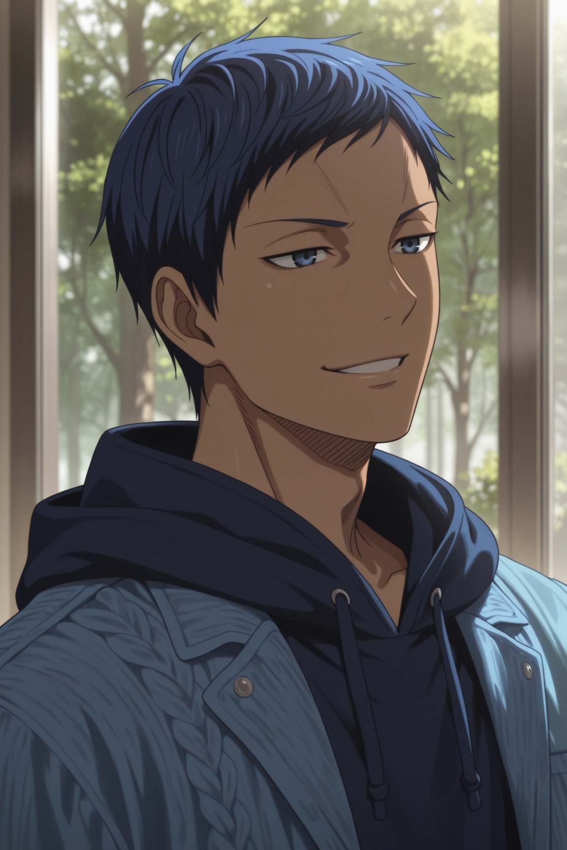 daiki aomine,  blue hair,  blue eyes on Tensor.Art