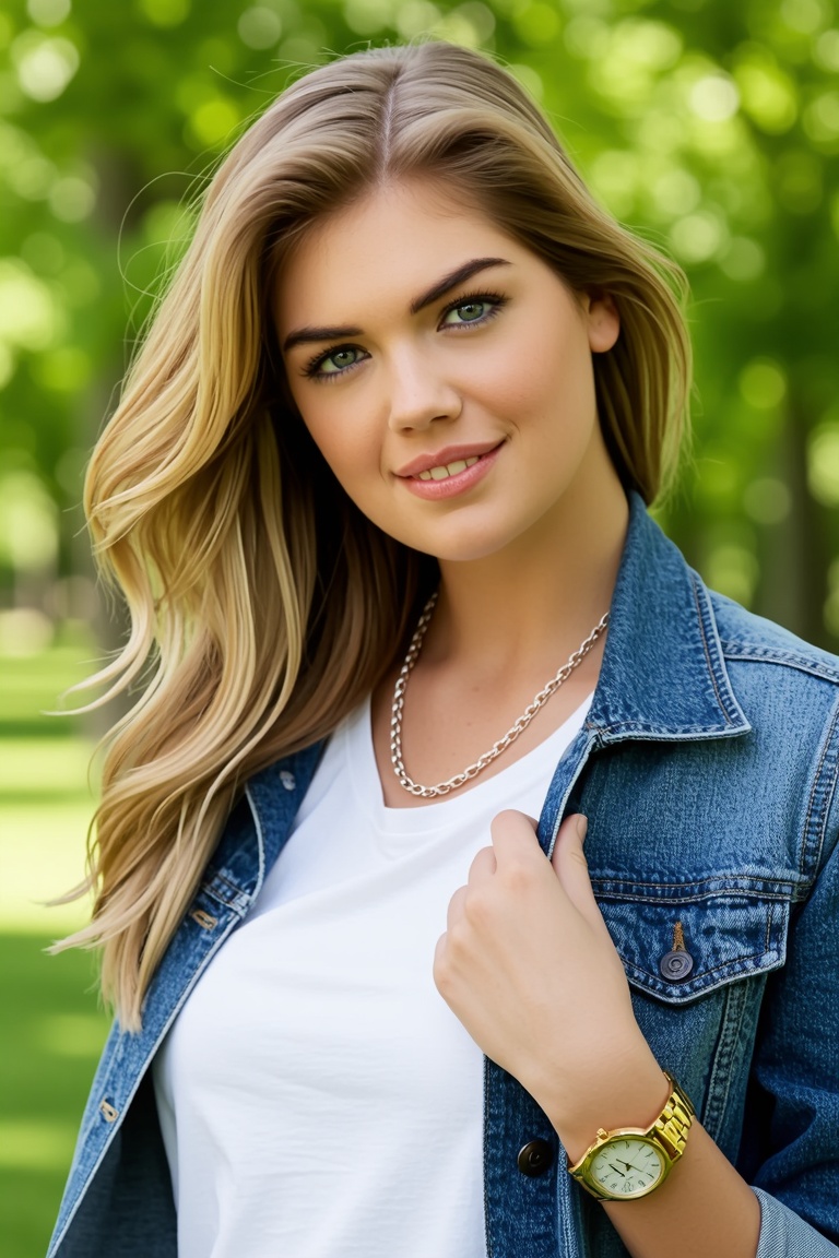 Professional editorial portrait photograph taken during an outdoor photoshoot in a park. Captured with a full-frame camera...