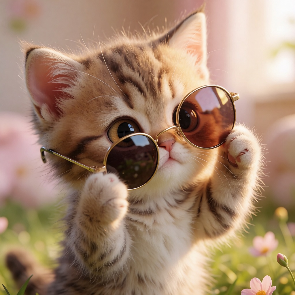 A super adorable,  fluffy kitten with soft,  oversized ears and bright on Tensor.Art