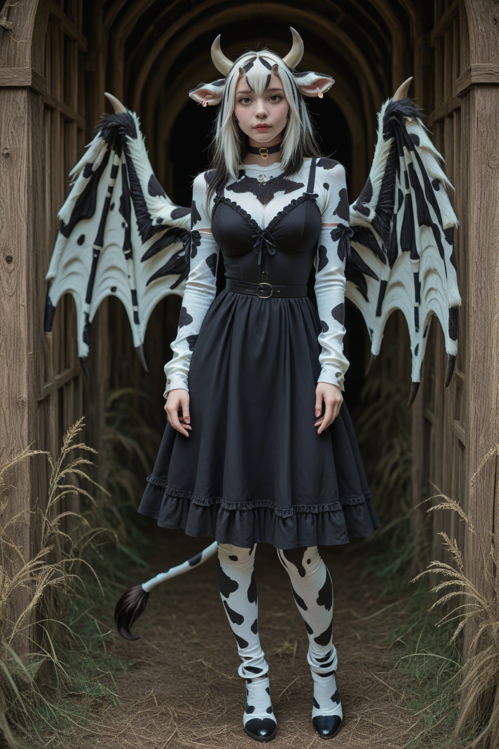 Gyumi,  gothic dress. cow tail. on Tensor.Art