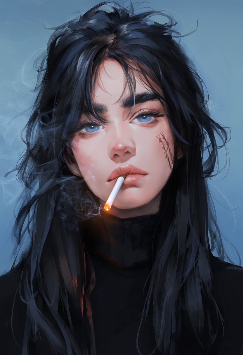 sett1,  1girl,  smoking on Tensor.Art