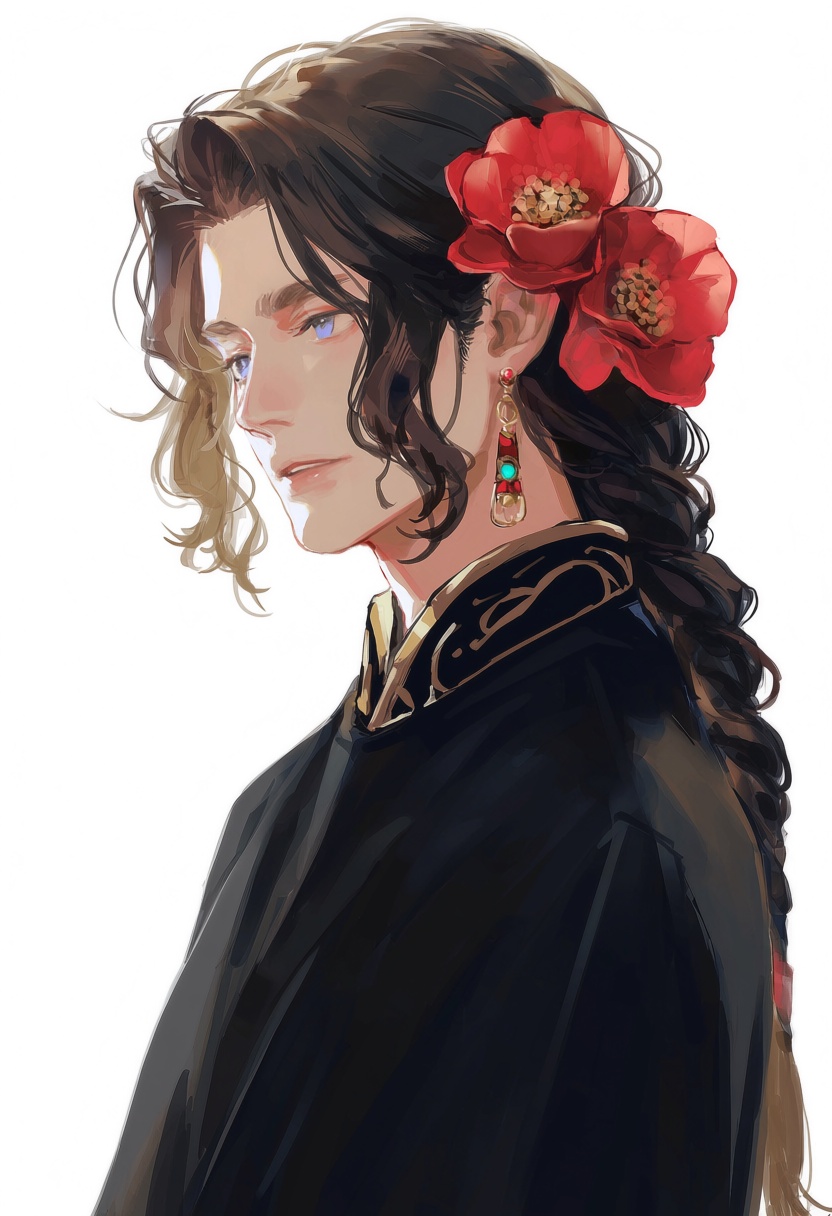 sett1,  flower,  long hair on Tensor.Art