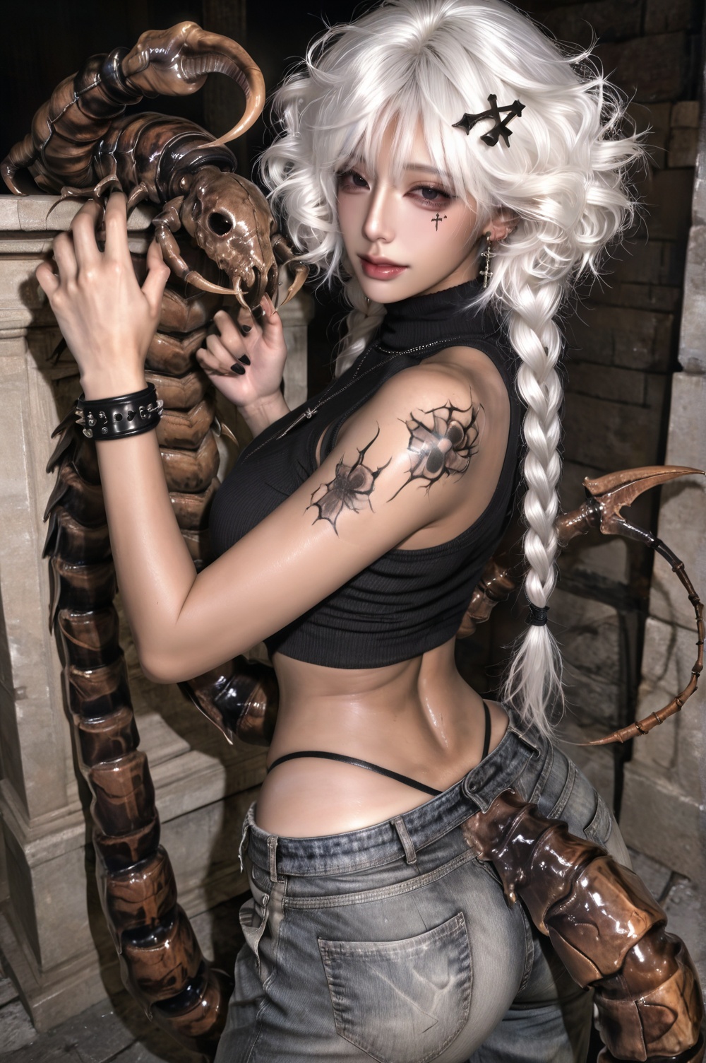 1 woman,  solo,  long straight black hair on Tensor.Art