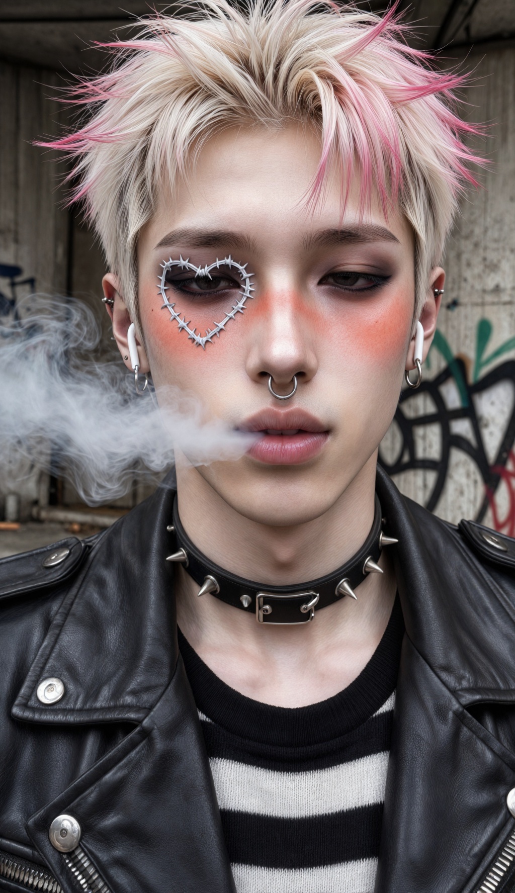 candid street portrait,  edgy young Asian man,  ******** punk rock subculture aesthetic on Tensor.Art