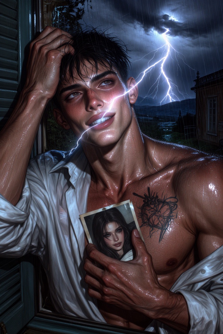 Tox1c1ty,  semi-closeup chest-up shot of a ridiculously handsome young Italian mafia stalker in his mid-twenties,  standin...