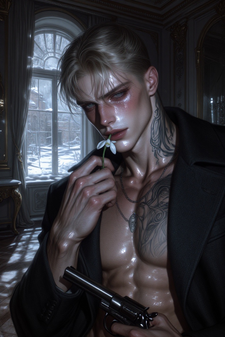 Tox1c1ty,  semi-closeup chest-up shot of a ridiculously handsome old-money Russian heir in his mid-twenties,  standing bef...