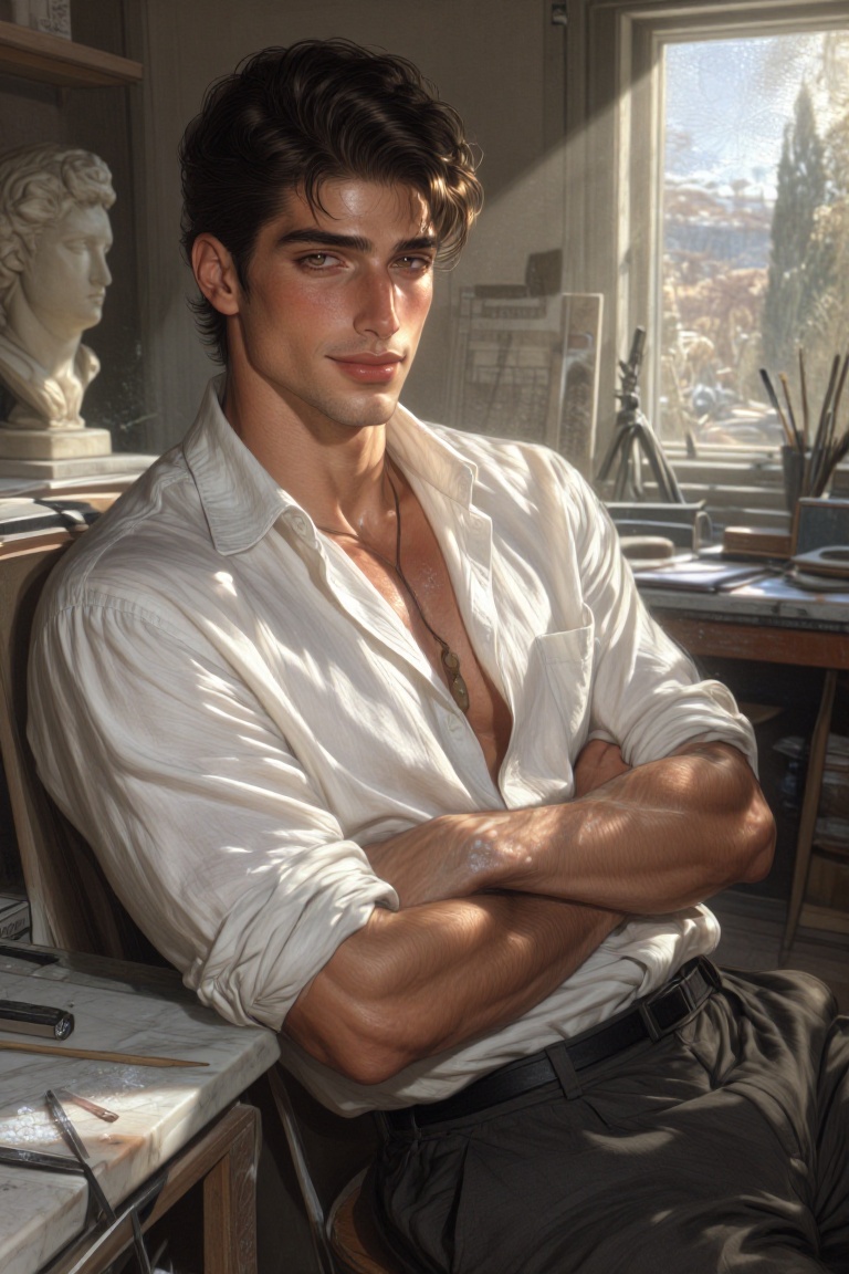 Sunsh1ne,  A man with a sharp,  angular jawline on Tensor.Art