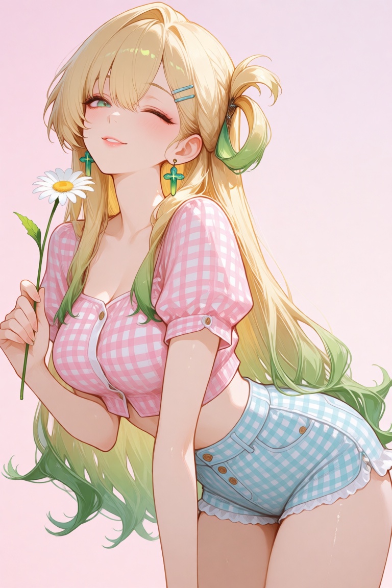 DQ,  this is a digital anime-style illustration featuring a young woman with long,  flowing blonde hair that transitions t...