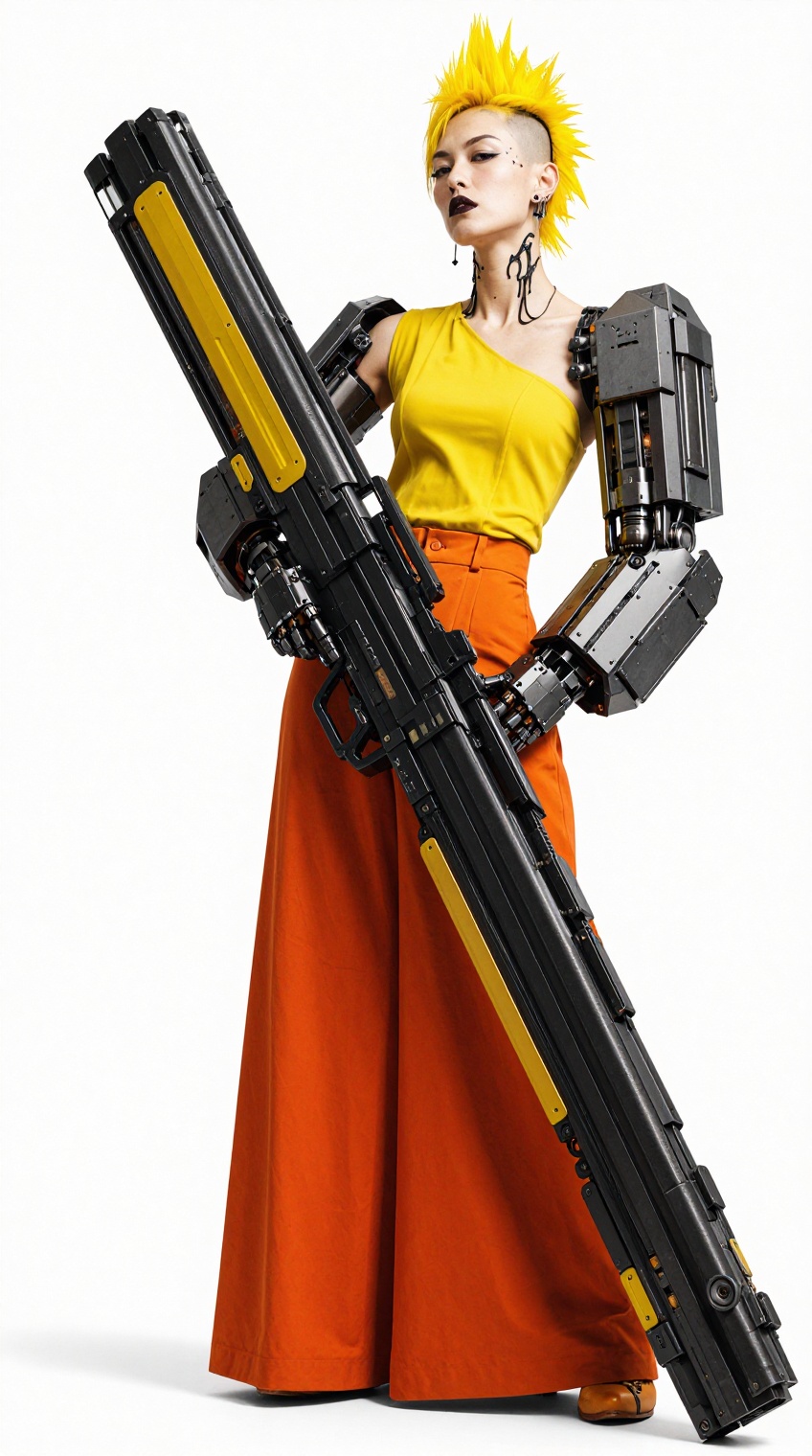Japanese woman,  yellow punk hair,  bright yellow mohawk on Tensor.Art