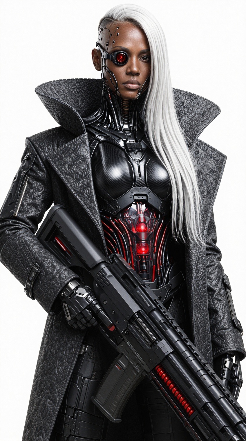 dark skinned woman,  black woman,  platinum white long hair on Tensor.Art