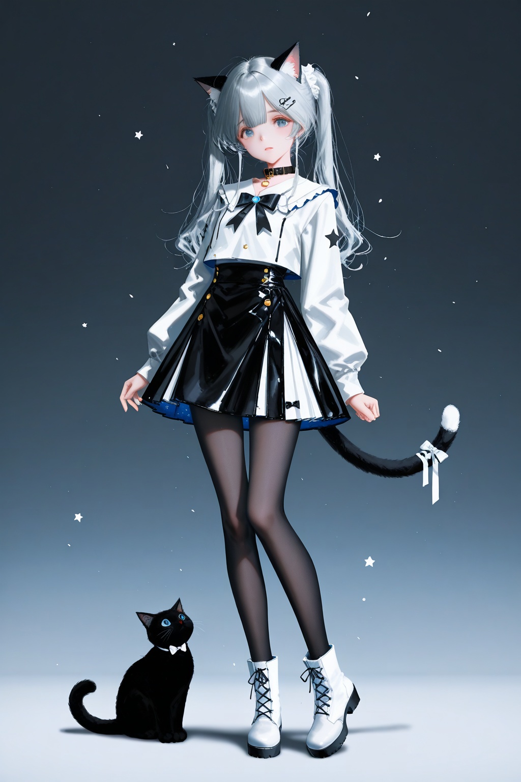 black pantyhose,  Close-up of a man wearing a skirt and boots,  Character Design by ikun on Tensor.Art