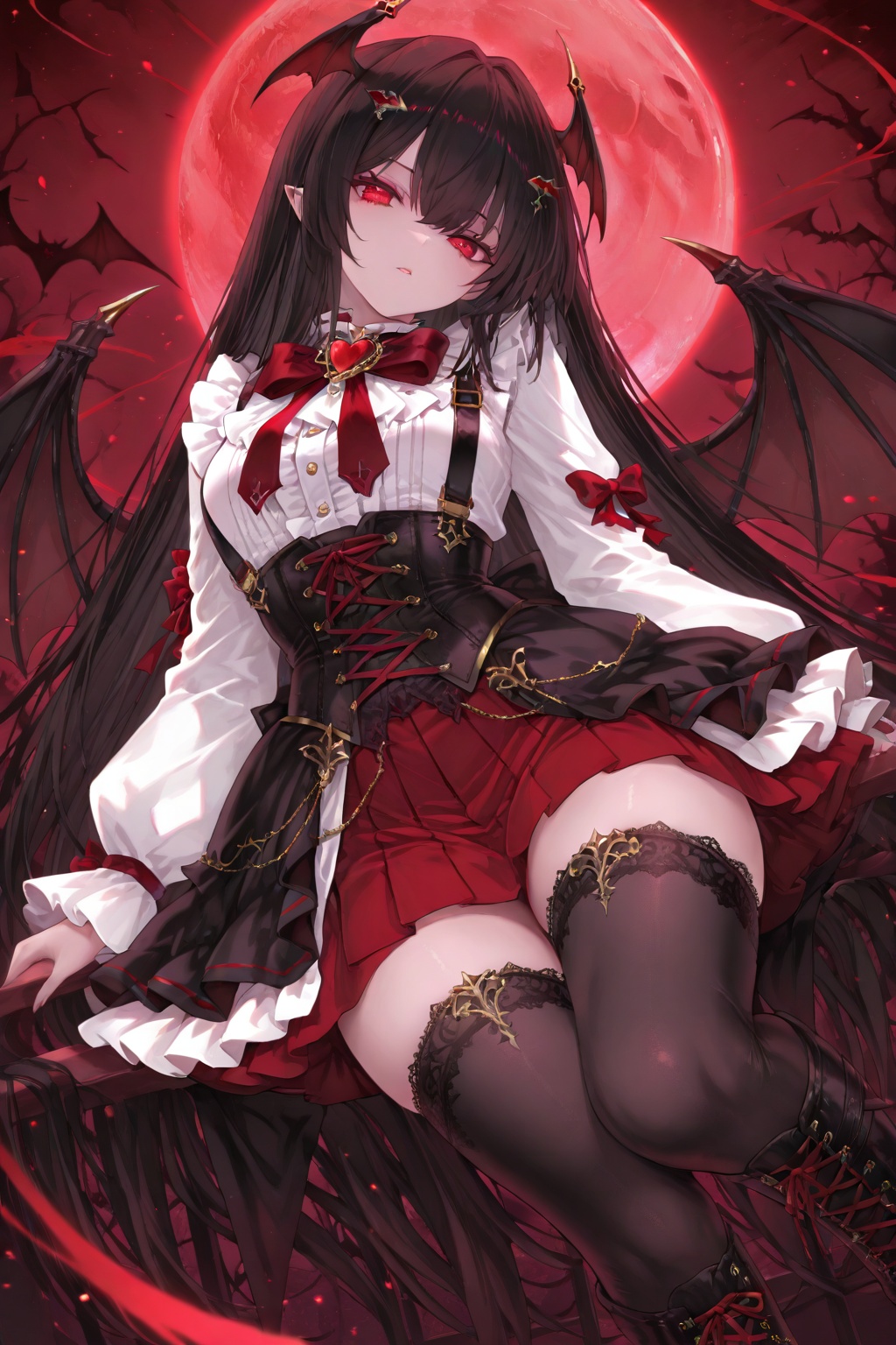 1girl,  vampire girl,  black hair by 月大魔王|The Moonly Demon King on Tensor.Art