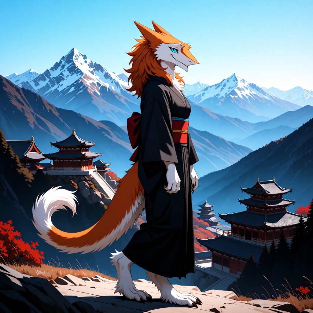 mountain background,  temples,  solo on Tensor.Art