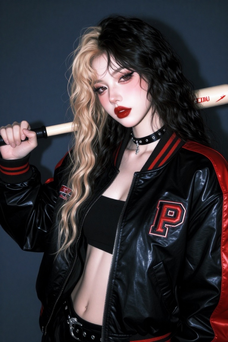 A young woman with long,  dark,  wavy hair with blonde on Tensor.Art
