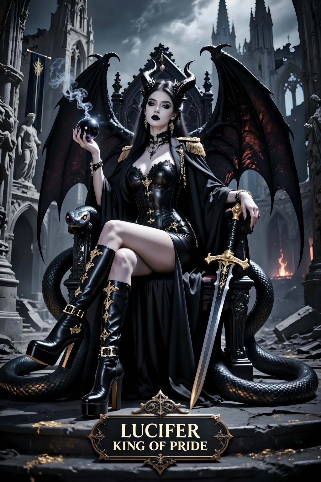Exceptional quality,  premium cinematic dark fantasy portrait,  highly detailed semi-realistic Gothic infernal fantasy art...