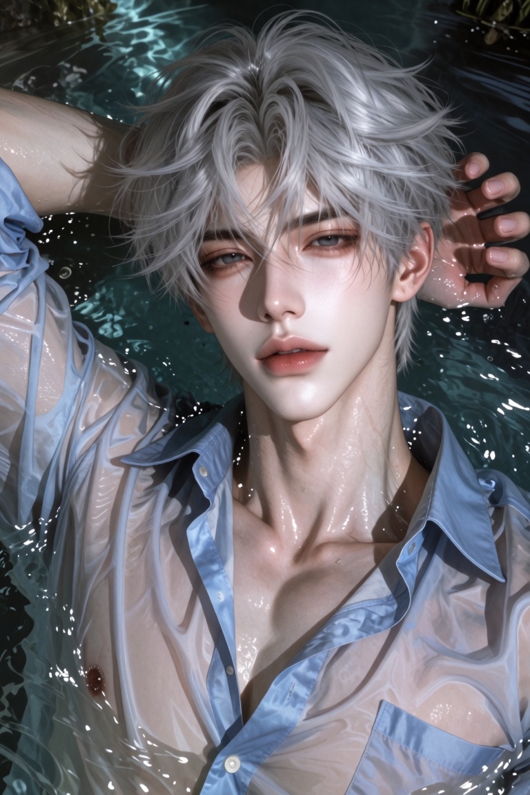 一位美男子,  浅色头发,  冷白皮 on Tensor.Art