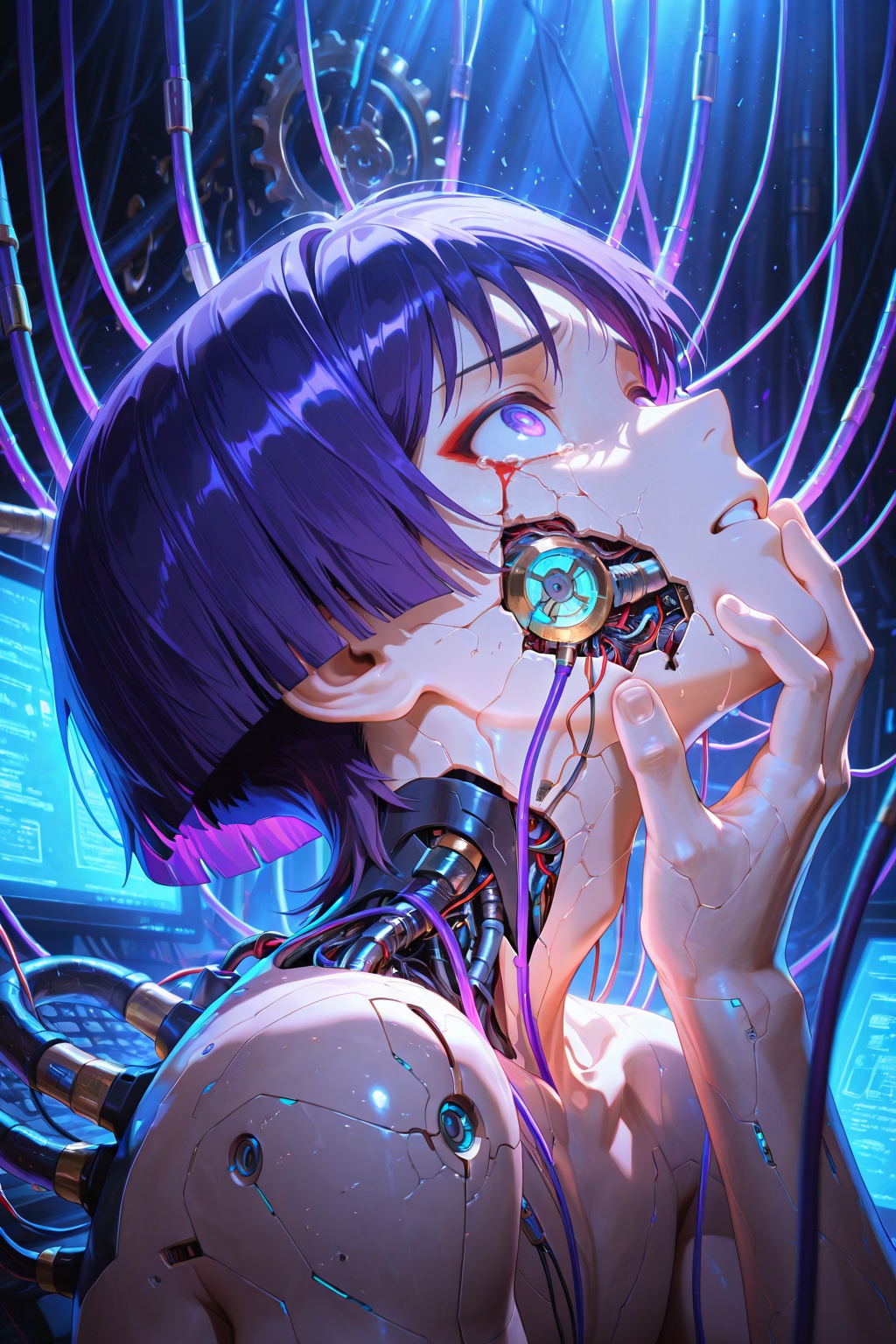 cybernetic robot 1boy,  solo,  nude portrait on Tensor.Art