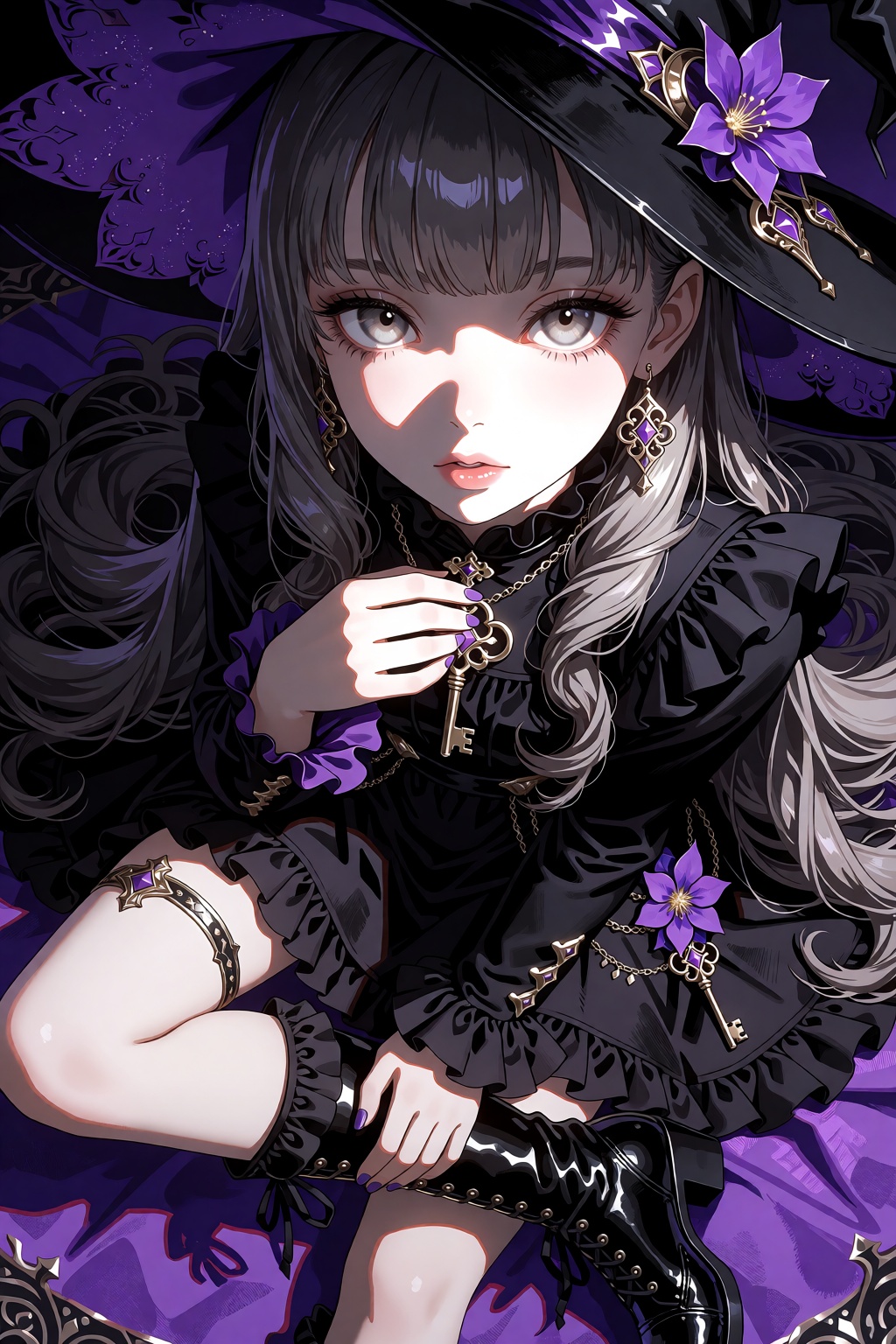 A striking 1girl illustration depicts The Herta,  rendered in the PPG_illustrious style with an ultra-detailed aesthetic t...