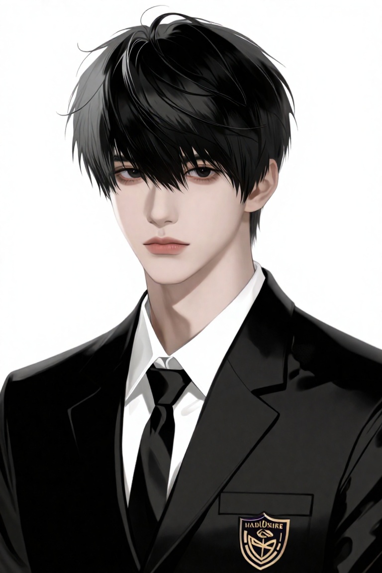 A young,  beautiful,  and fair skinned male beauty in a male Japanese highschool uniform. porcelain gothic on Tensor.Art