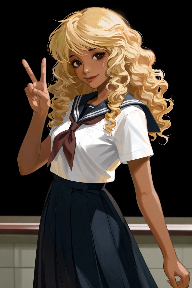 A young,  beautiful,  and curvaceous girl with striking curled blonde hair on Tensor.Art