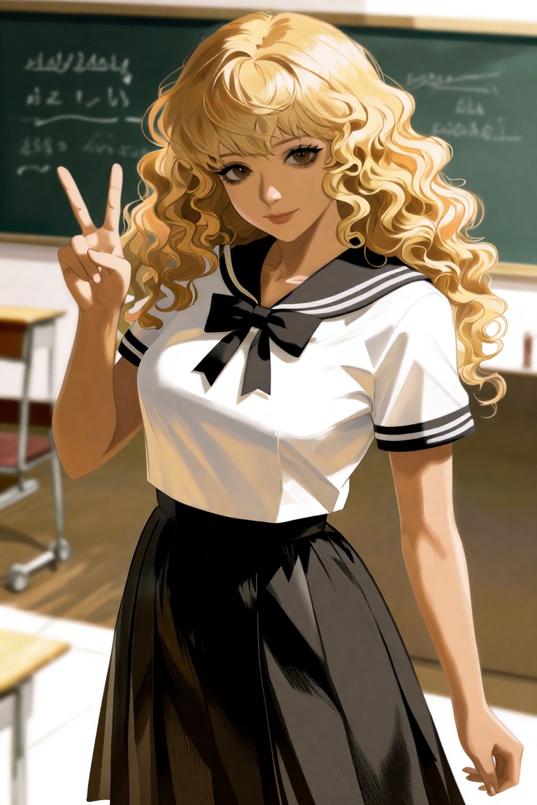 A young,  beautiful,  and curvaceous girl with striking curled blonde hair on Tensor.Art