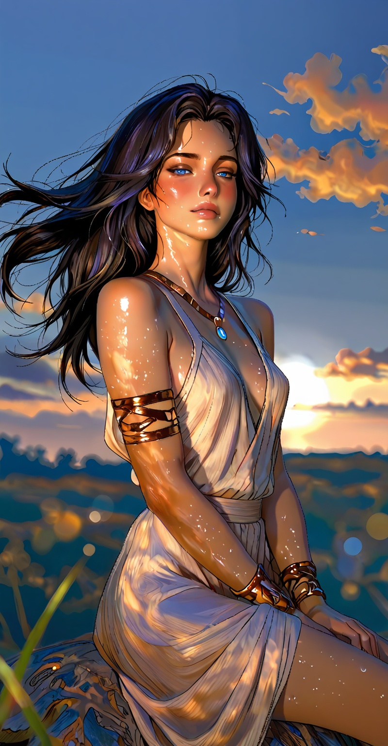 ((Emphasize a blend of anime aesthetics with painterly digital rendering techniques)),  the use of light and shadow create...