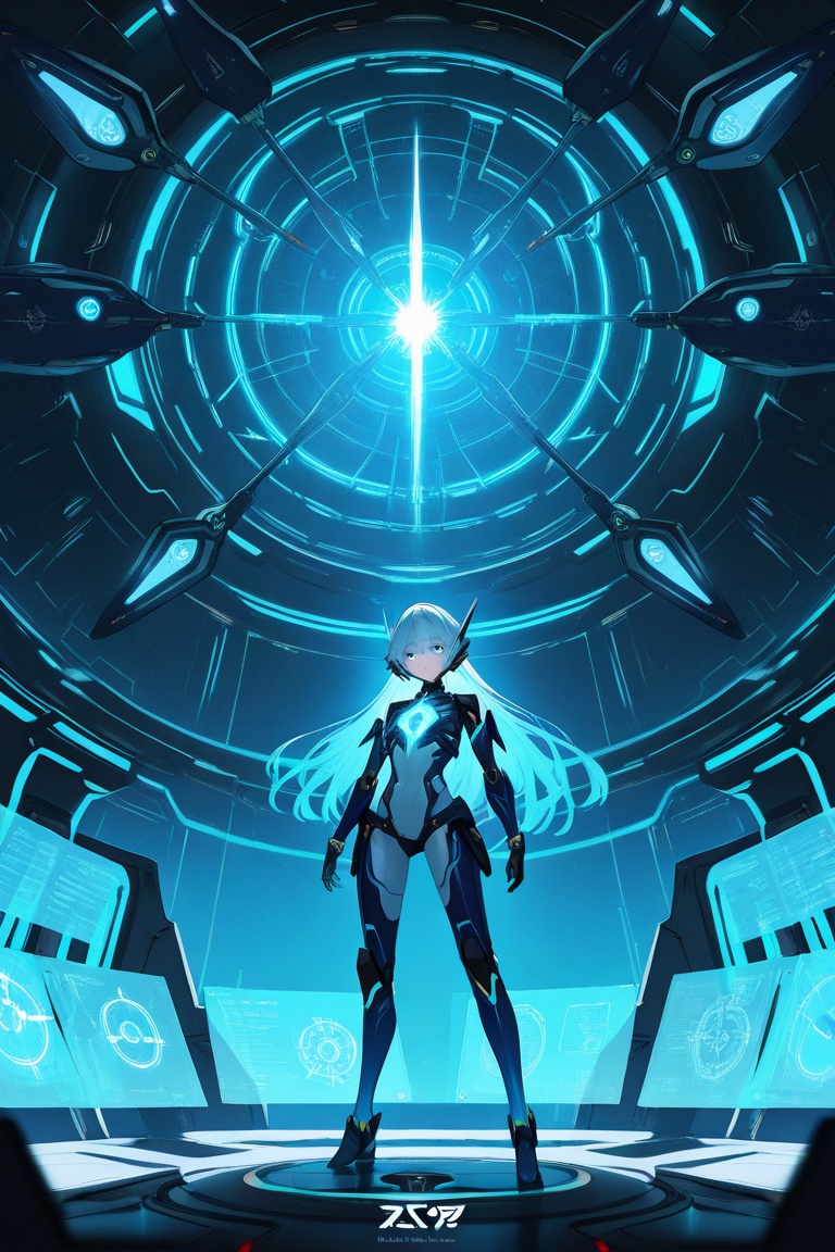1girl,  cybergenesis,  futuristic android standing upright in a dark futuristic laboratory on Tensor.Art