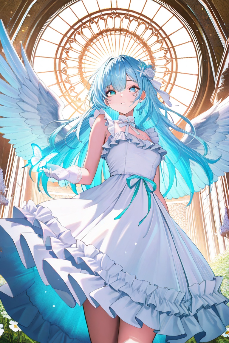 1girl,  solo,  long blue hair catching natural sunlight on Tensor.Art