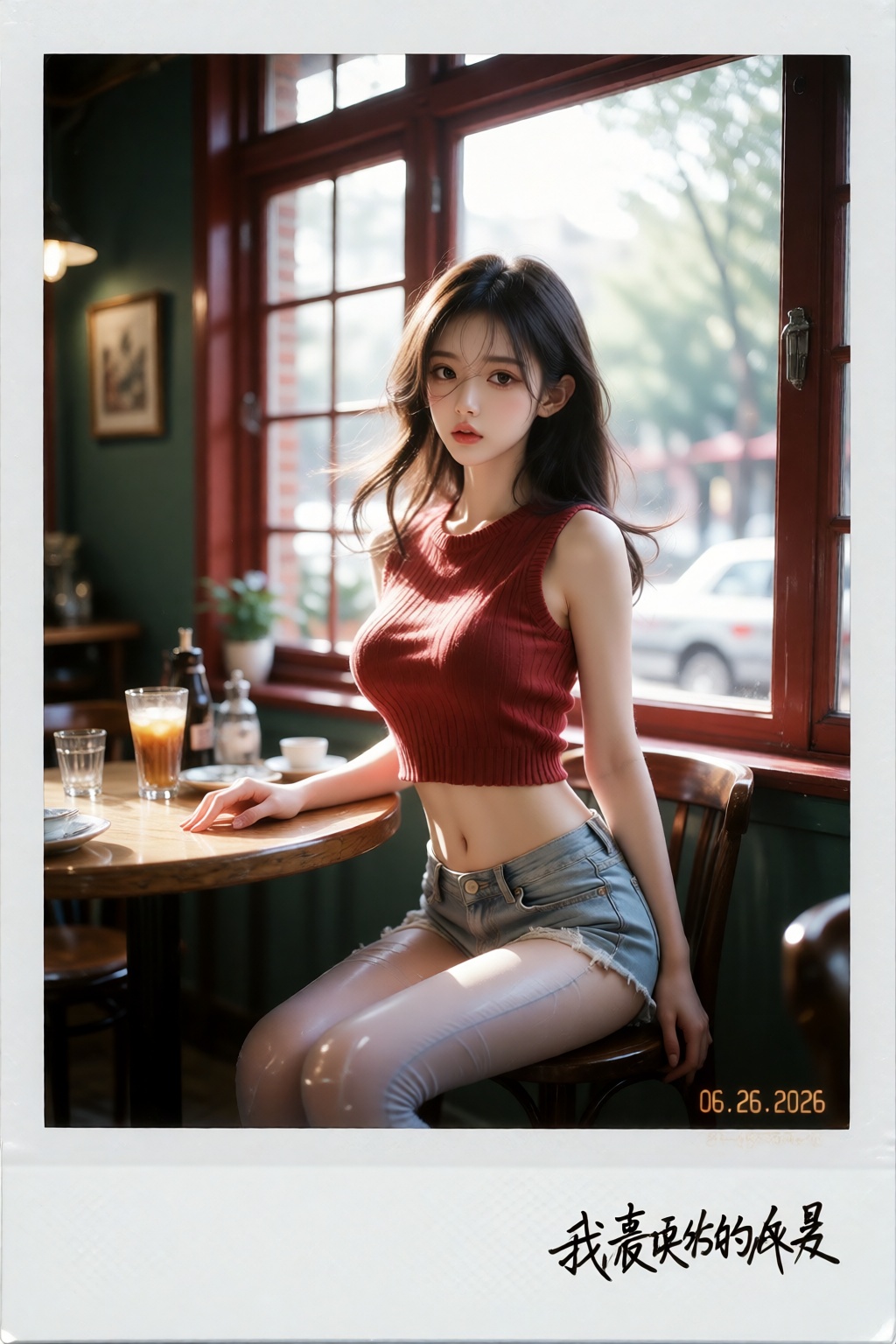 美学风格的咖啡馆快照,  以逼真的宝丽来即时照片呈现,  照片中 by 随风而动 on Tensor.Art