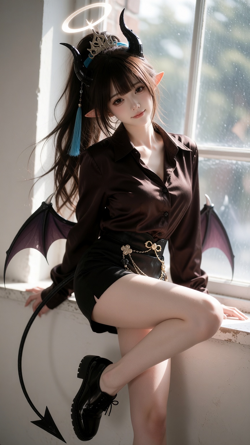 1girl,  solo ,  oni_horns on Tensor.Art