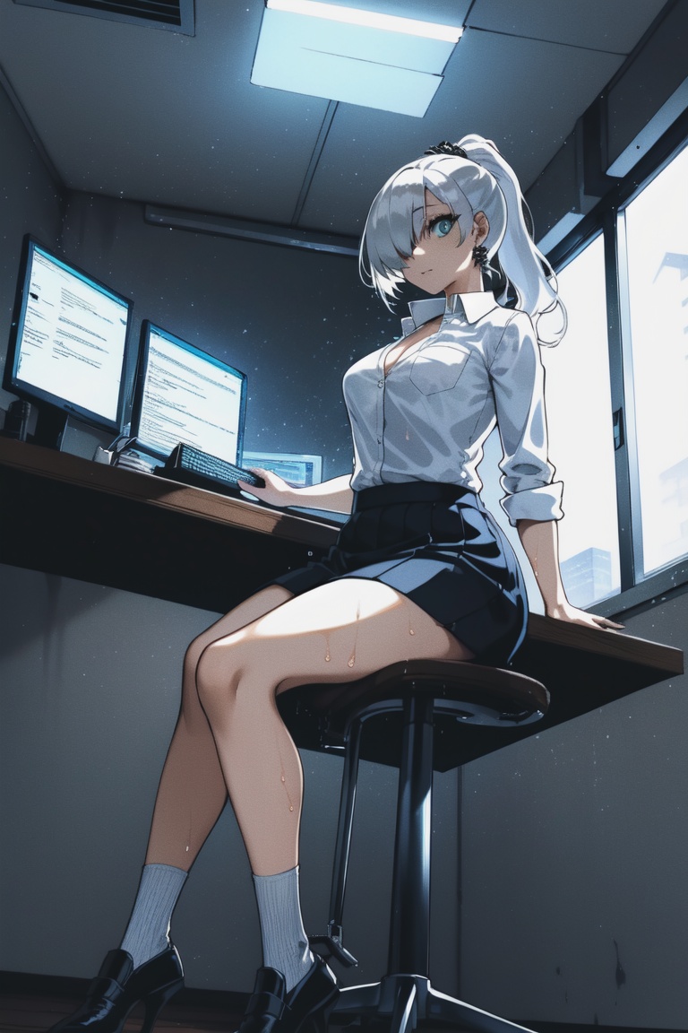 Kurogin,  One girl in the picture,  full view of body and her leg on Tensor.Art