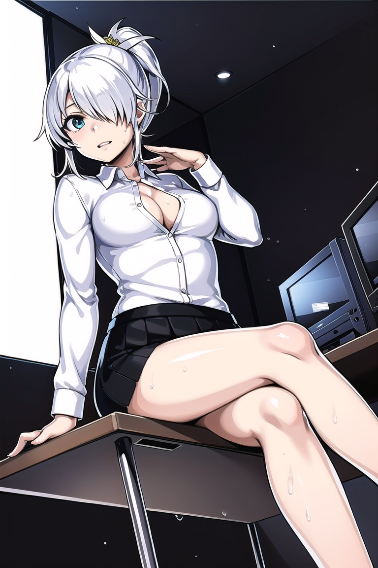 Kurogin,  One girl in the picture,  full view of body and her leg on Tensor.Art