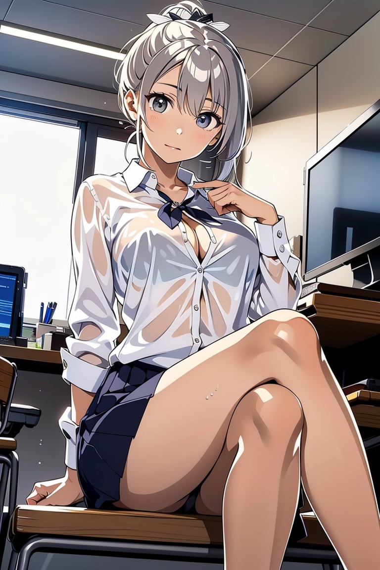 Kurogin,  One girl in the picture,  full view of body and her leg on Tensor.Art