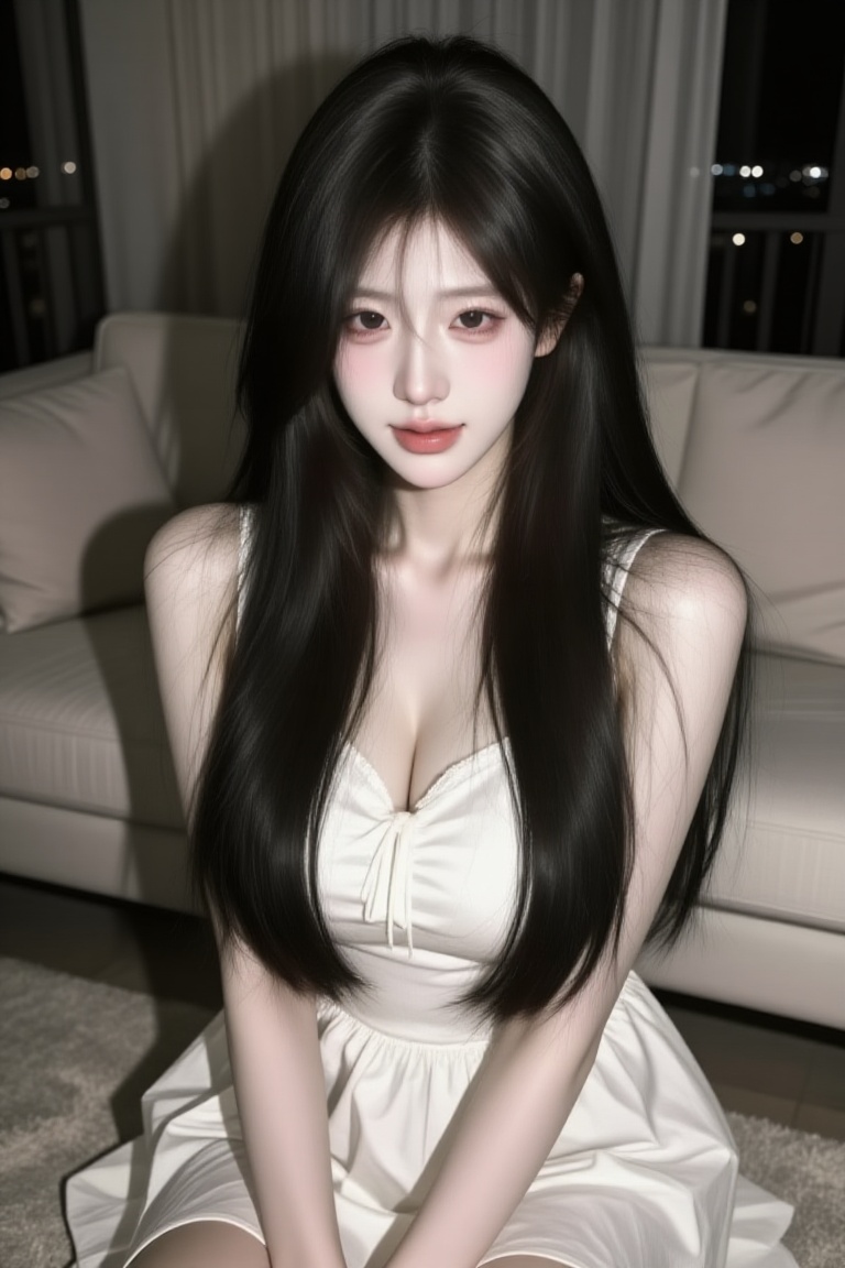 1 girl,  long black jet hair,  brown eyes on Tensor.Art