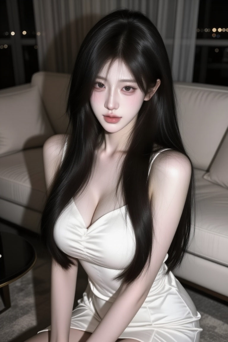 1 girl,  long black jet hair,  brown eyes on Tensor.Art