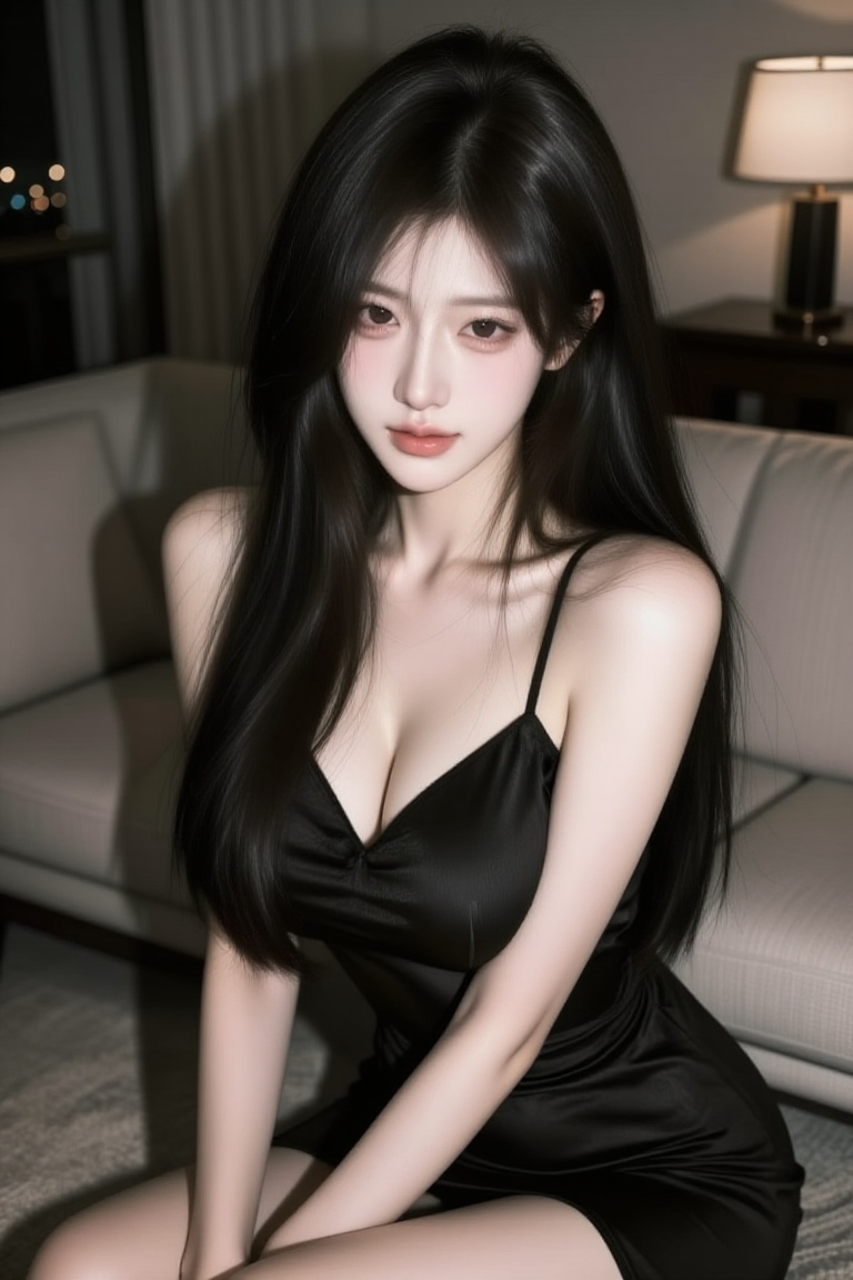 1 girl,  long black jet hair,  brown eyes on Tensor.Art