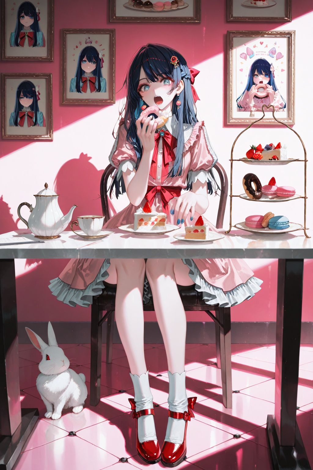 Ai Hoshino (Oshi no Ko)​ ,  purple-black long hair,  star-shaped blue eyes on Tensor.Art