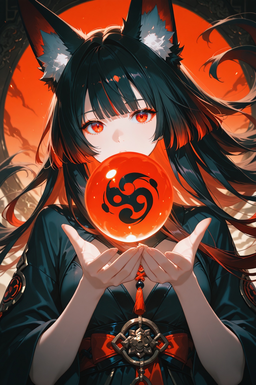 animal ears,  solo,  red eyes on Tensor.Art