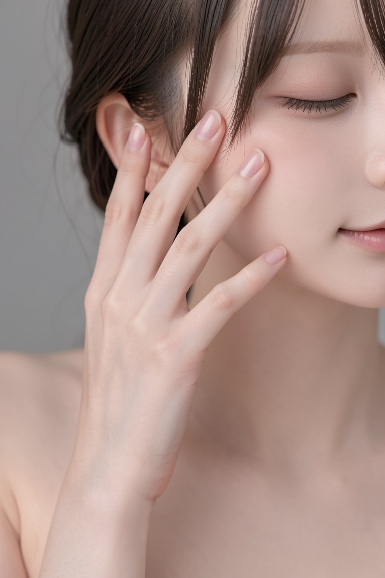 Japanese girl,  solo,  slender hand touching right cheek gently on Tensor.Art