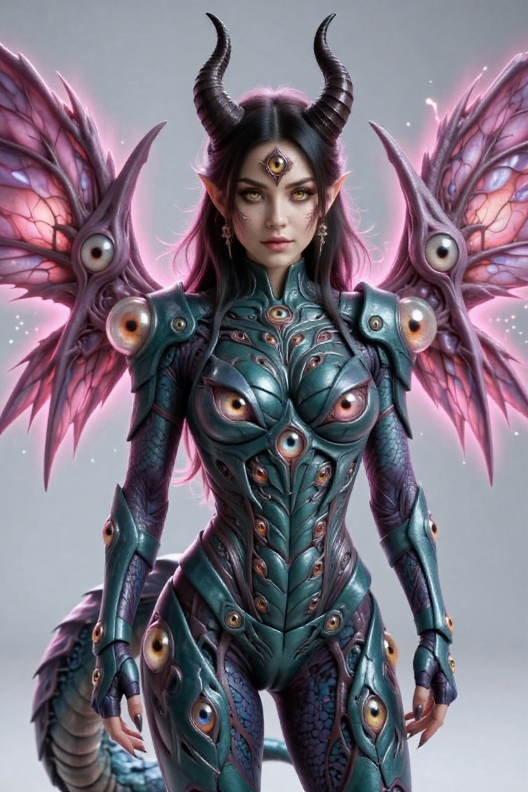 1girl Oculia,  third eye,  horns on Tensor.Art