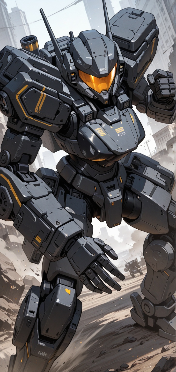 Female operator in a huge futuristic mecha exoskeleton,  fighting stance on Tensor.Art