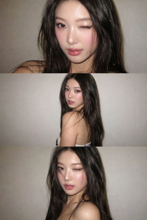 Create an ultra-realistic,  high-definition vertical 9:16 Y2K-inspired photo collage featuring the same beautiful ***** wo...